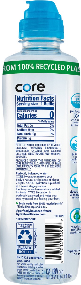 slide 3 of 7, Core Hydration Perfectly Balanced  Water, 23.9 fl oz Sport Cap bottle, 23.9 fl oz