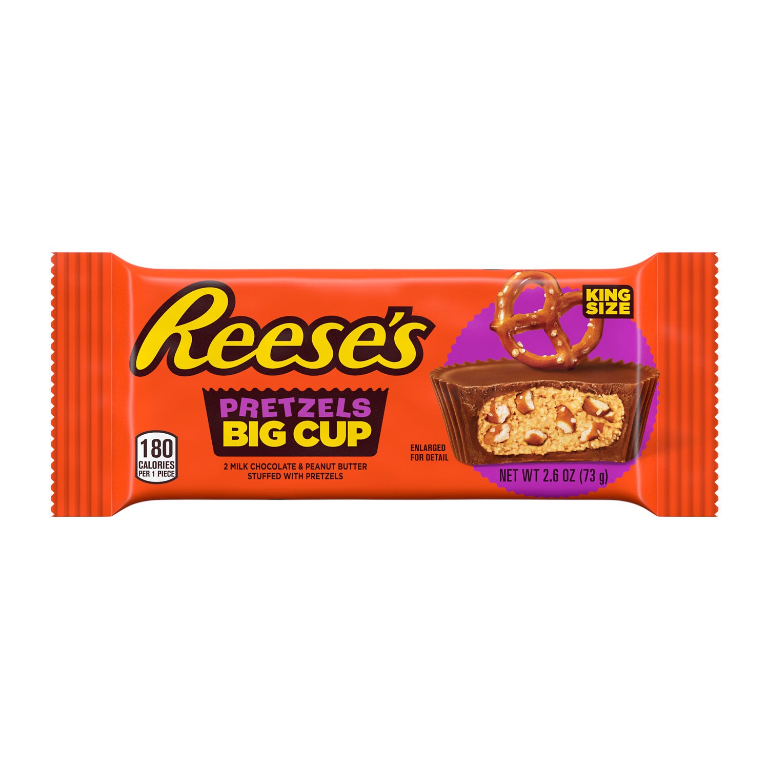 slide 2 of 7, Reese's King Size Big Cup with Pretzels Milk Chocolate and Peanut Butter Cups 16 ea, 2.6 oz