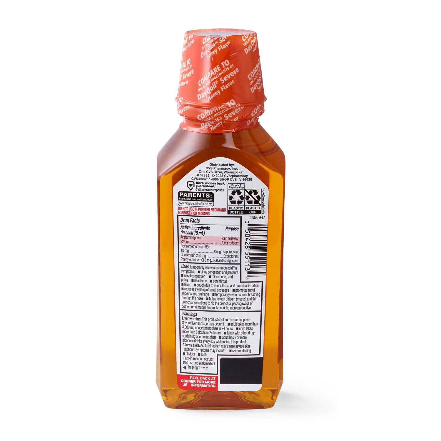 slide 3 of 9, CVS Health Daytime Severe Cold & Flu Relief Honey Liquid, 12 oz