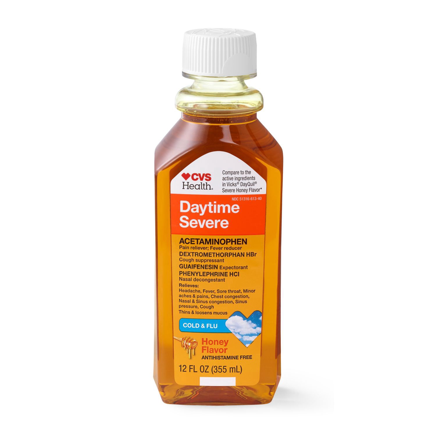 slide 4 of 9, CVS Health Daytime Severe Cold & Flu Relief Honey Liquid, 12 oz