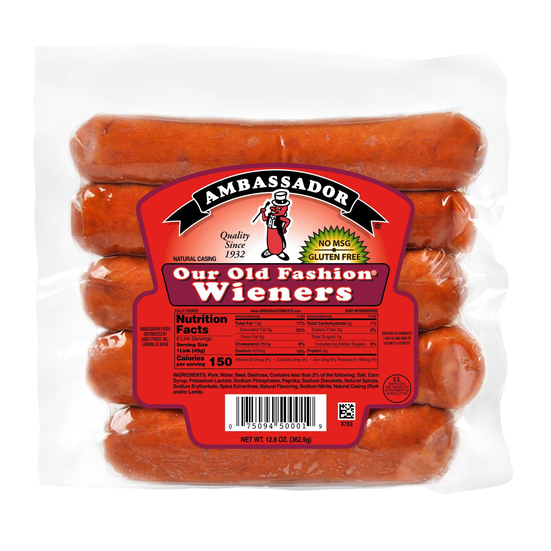 slide 1 of 1, Ambassador Old Fashioned Wieners, 16 oz