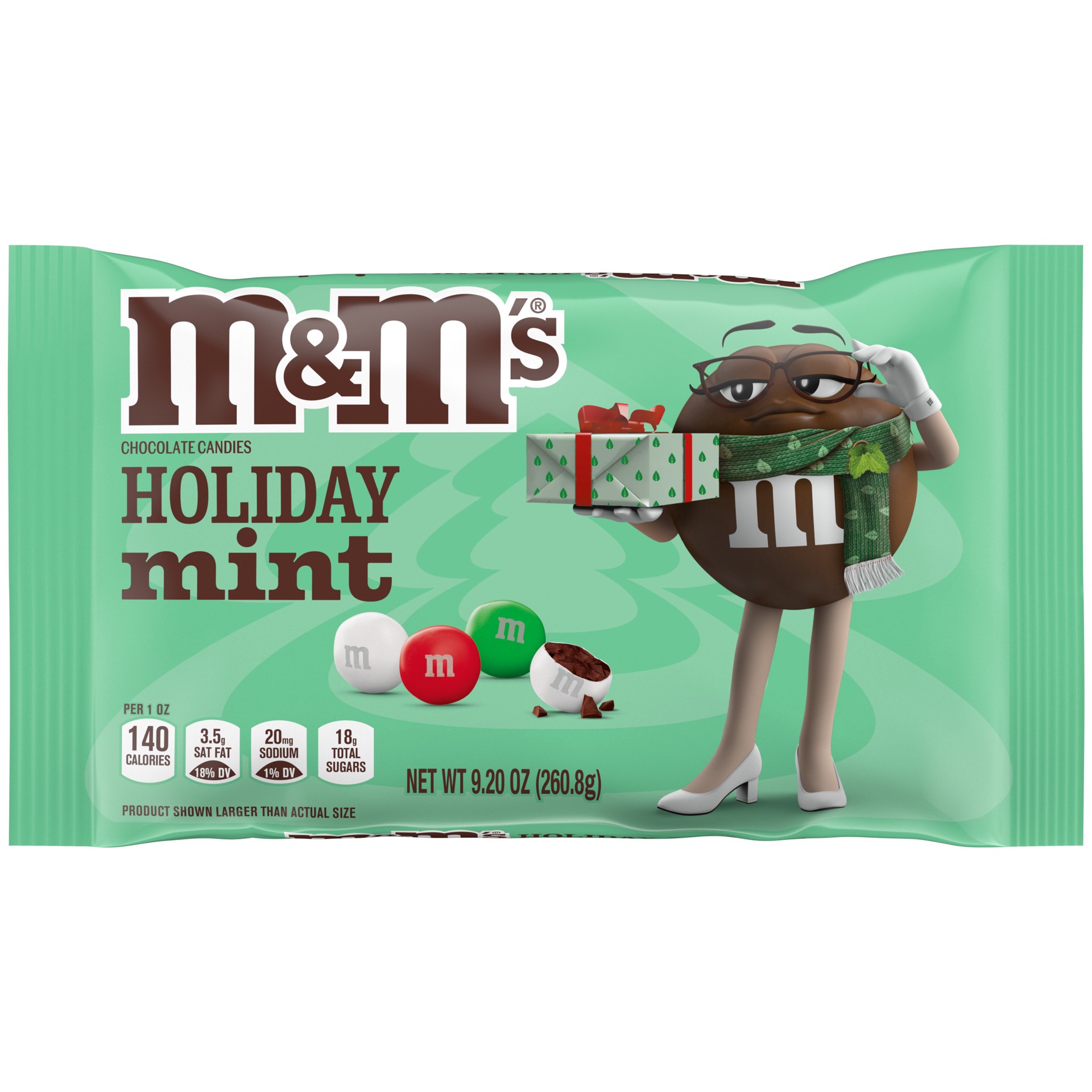 slide 1 of 8, M&M's Mint Chocolate Christmas Candy, 9.2 oz Bag, 9.2 oz