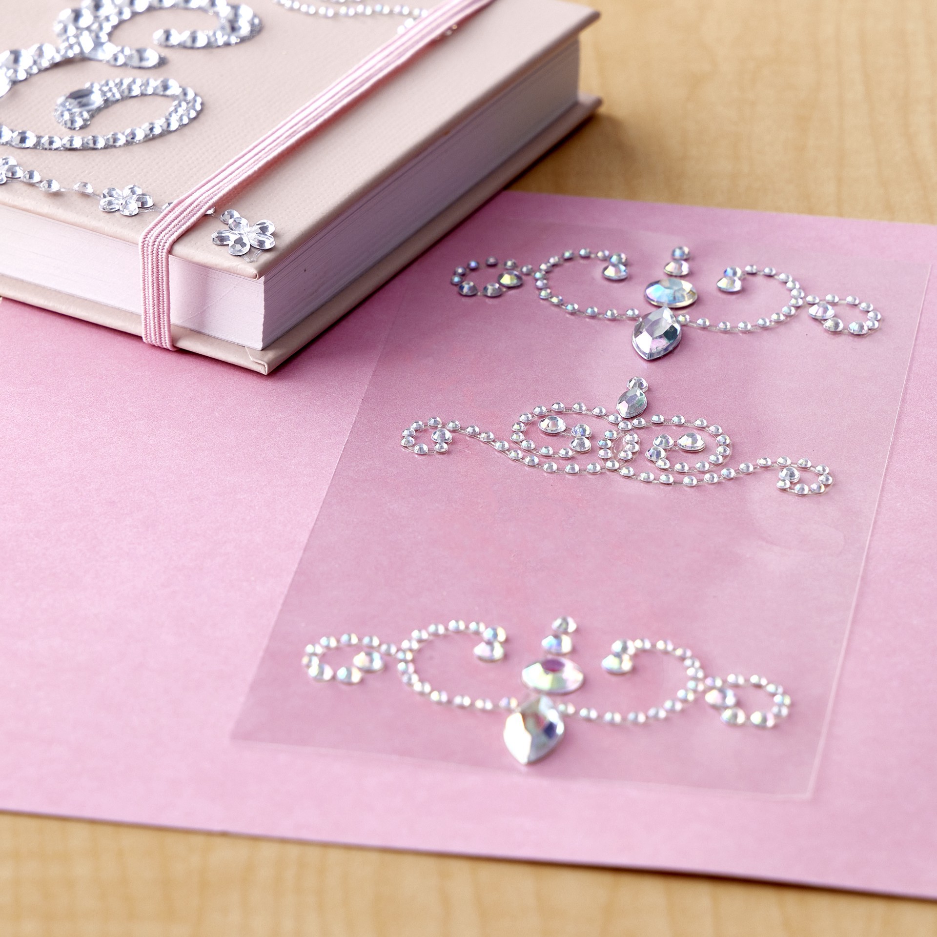 slide 2 of 2, Recollections Adhesive Rhinestones, Curved Clear Flourishes, 4 designs