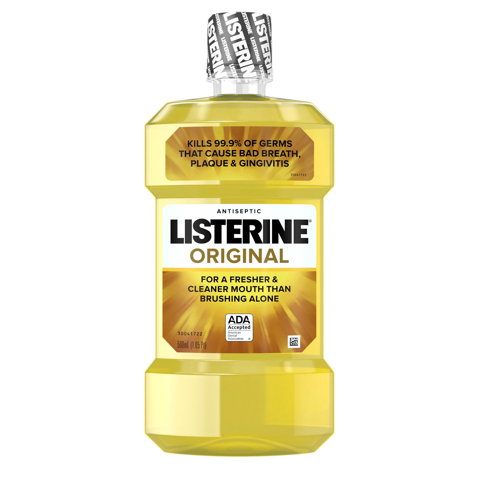 slide 1 of 9, Listerine Original Oral Care Antiseptic Mouthwash to Kill 99.9% of Germs that Cause Bad Breath, Plaque and Gingivitis, ADA-Accepted Mouthwash, Original Flavored Oral Rinse, 500 mL, 500 ml