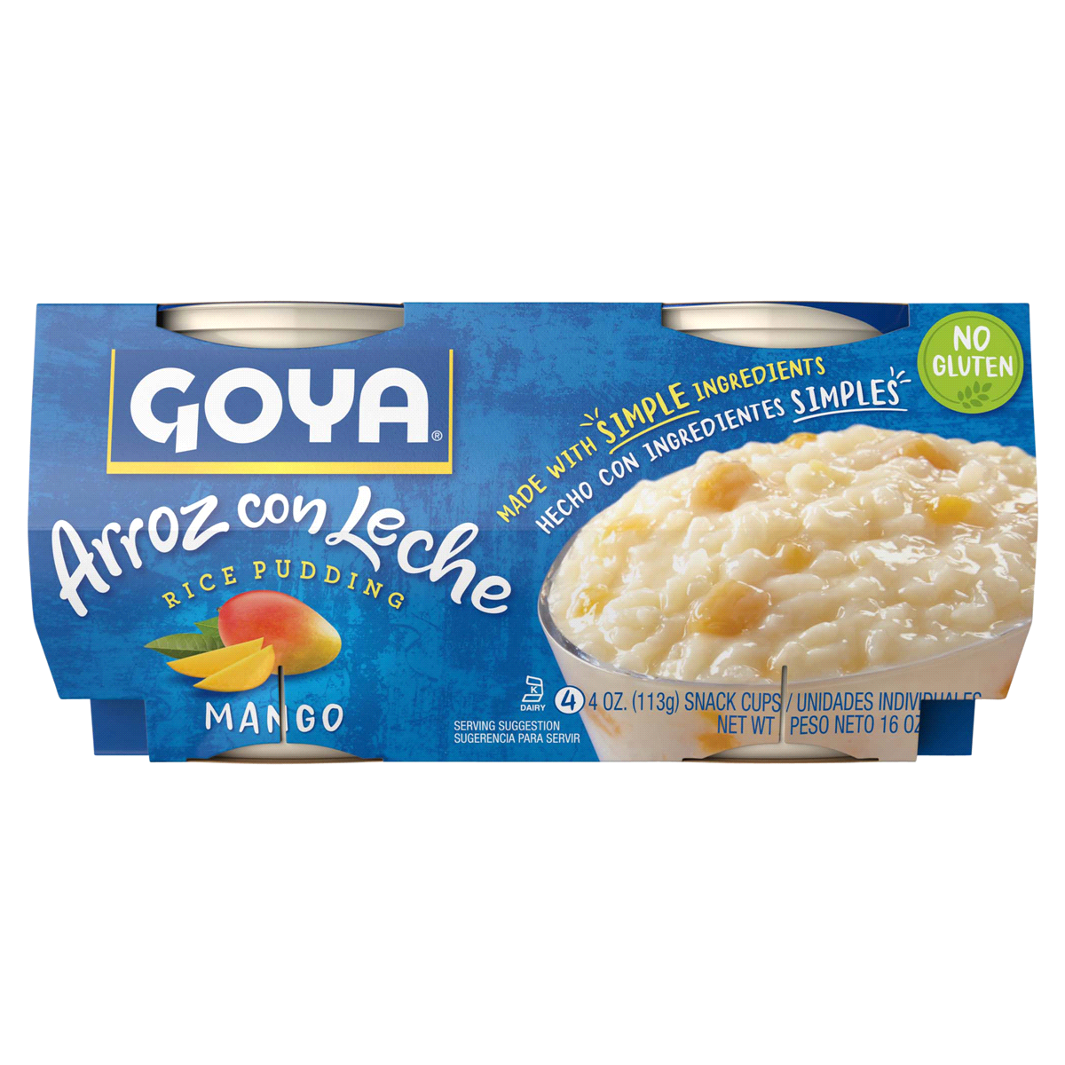 slide 1 of 1, Goya Mango Rice Pudding Snack Cups, 4 ct; 4 oz