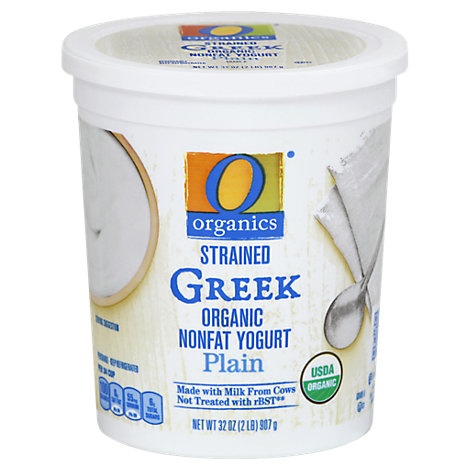 slide 1 of 1, O Organics Organic Greek Yogurt Plain, 32 oz