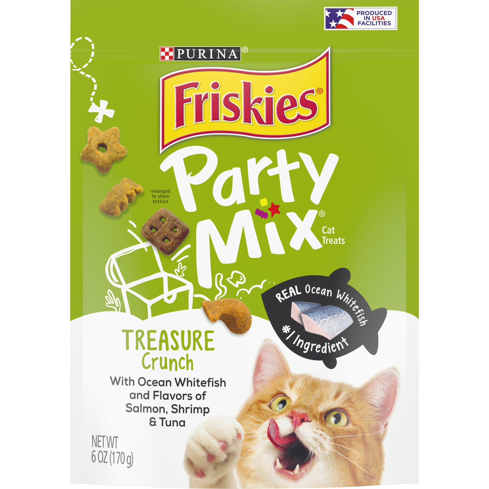 slide 1 of 1, Purina Friskies Party Mix Crunch Treasure Island Cat Treats, 6 oz