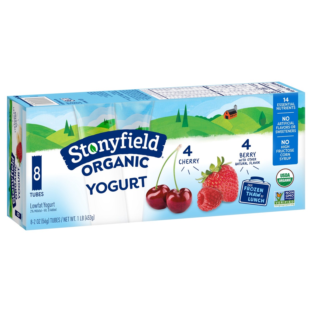 slide 2 of 8, Stonyfield Organic Kids Cherry & Berry Lowfat Yogurt Tubes, 8 Ct, 8 ct