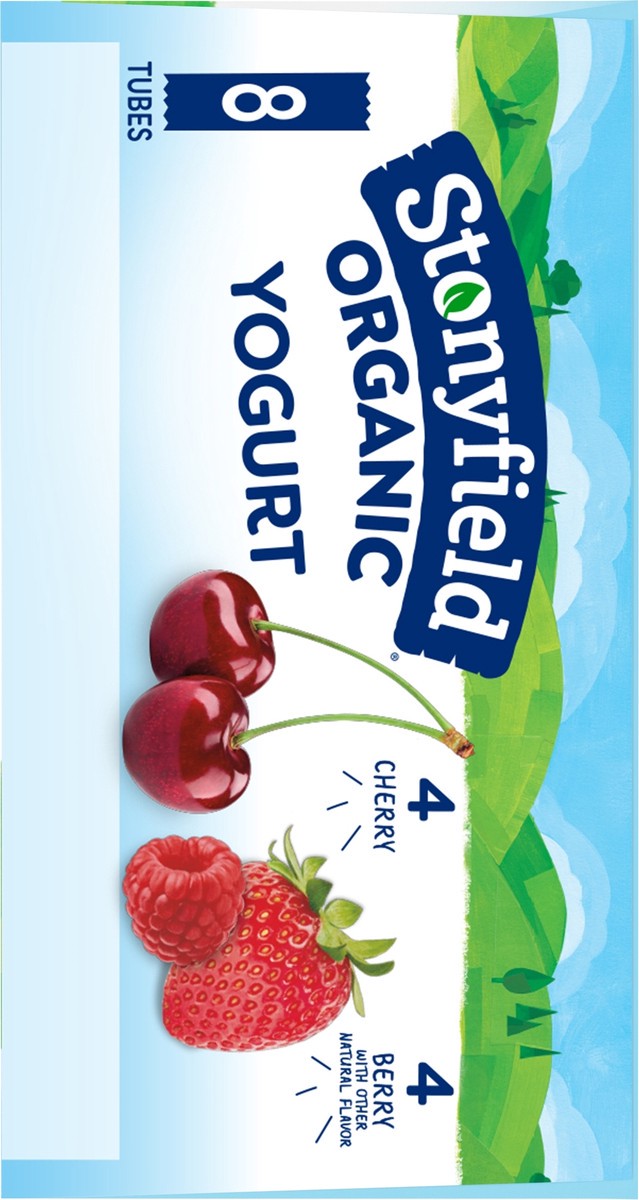 slide 3 of 8, Stonyfield Organic Kids Cherry & Berry Lowfat Yogurt Tubes, 8 Ct, 8 ct