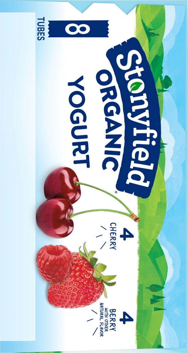 slide 4 of 8, Stonyfield Organic Kids Cherry & Berry Lowfat Yogurt Tubes, 8 Ct, 8 ct