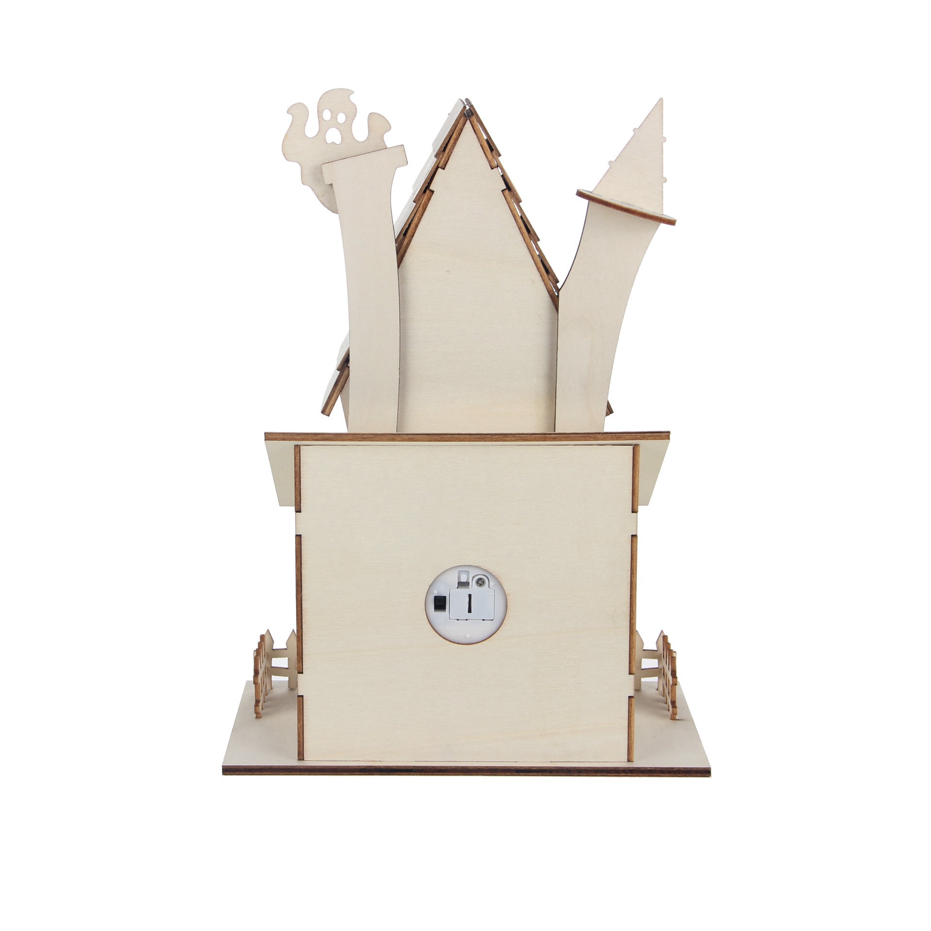 slide 2 of 5, 11.25" Diy Ghost House Led Wood Decor By Make Market, 11.25 in