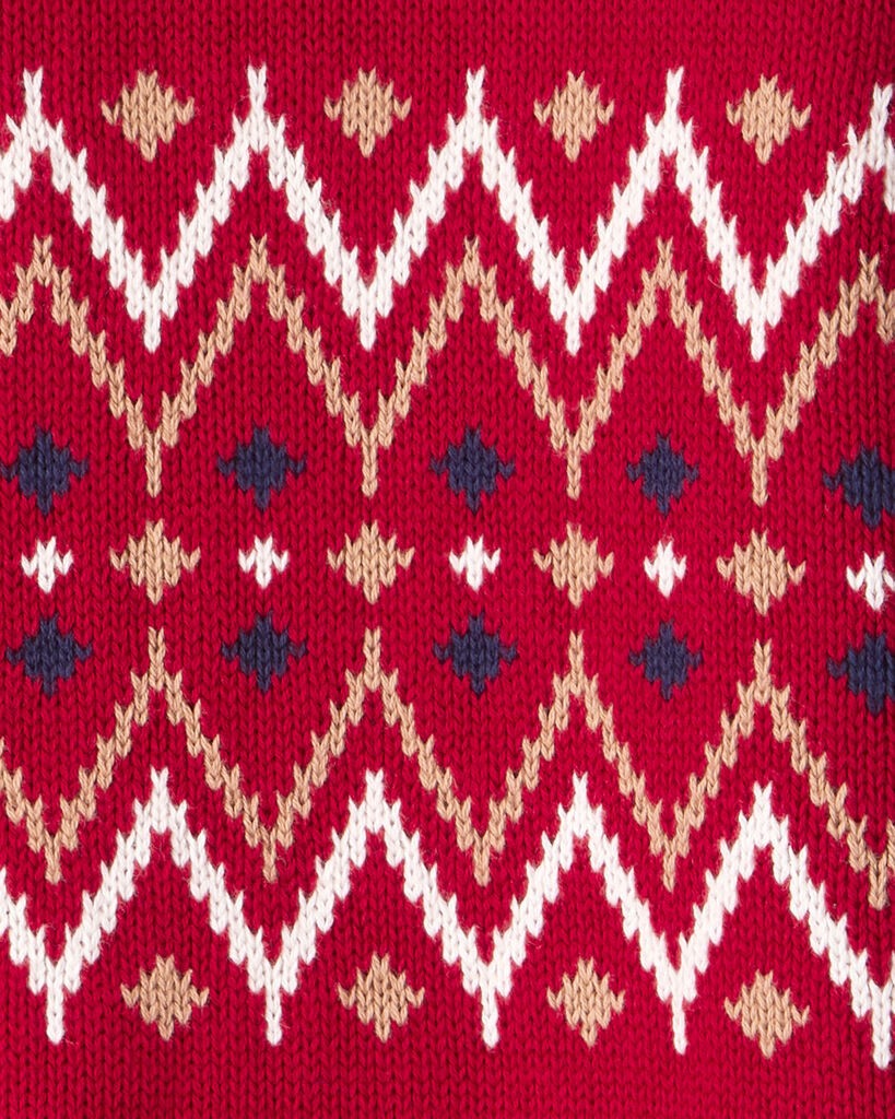 slide 2 of 2, Carter's Boys Fair Isle Cotton Quarter-Zip Long-Sleeve Sweater - Red Red 6, 1 ct