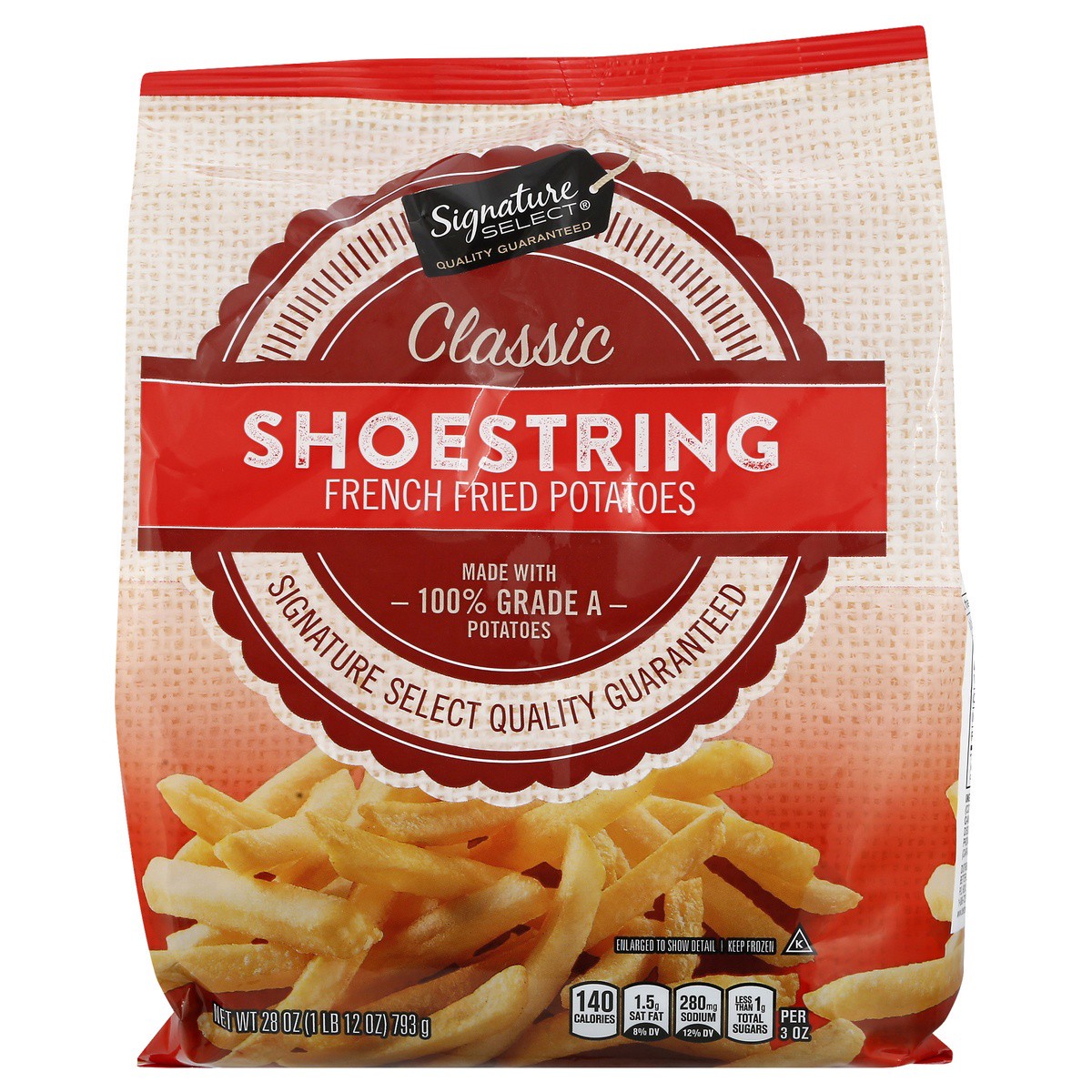 slide 1 of 7, Signature Kitchens Potatoes French Fried Shoestring, 28 oz