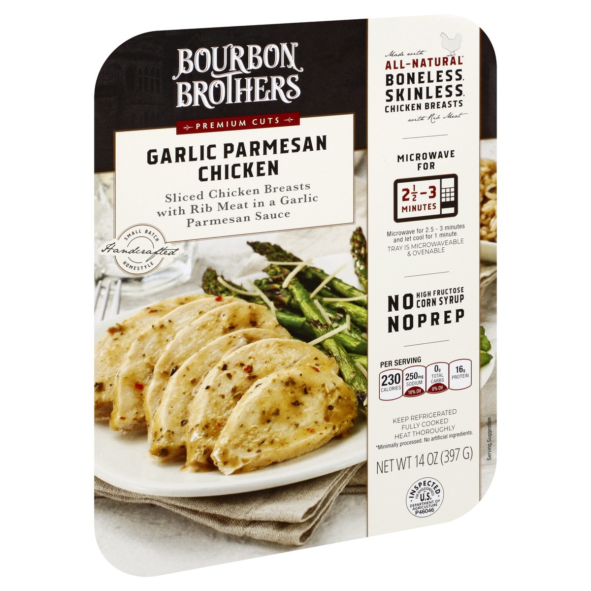 slide 3 of 13, Bourbon Brothers Premium Cuts Garlic Parmesan Chicken 14 oz, 14 oz