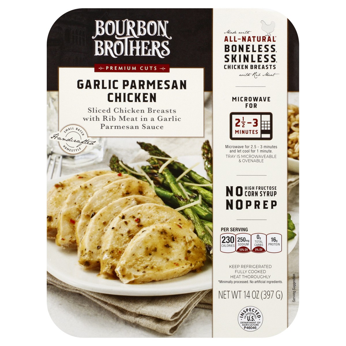 slide 9 of 13, Bourbon Brothers Premium Cuts Garlic Parmesan Chicken 14 oz, 14 oz