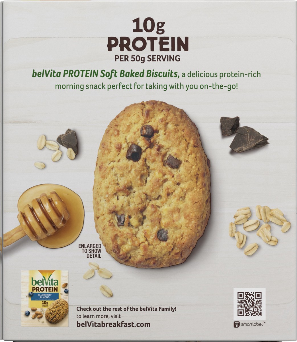 slide 3 of 9, belVita Protein Soft Baked Biscuits, Oats Honey & Chocolate Flavor, 4 Packs - INNER PACK, 0.51 lb