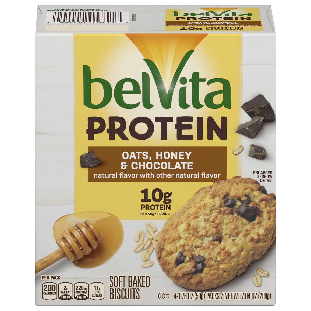 slide 1 of 9, belVita Protein Soft Baked Biscuits, Oats Honey & Chocolate Flavor, 4 Packs - INNER PACK, 0.51 lb