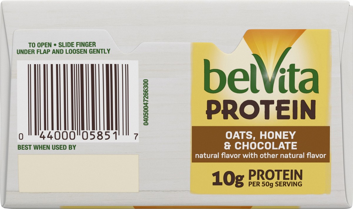 slide 9 of 9, belVita Protein Soft Baked Biscuits, Oats Honey & Chocolate Flavor, 4 Packs - INNER PACK, 0.51 lb