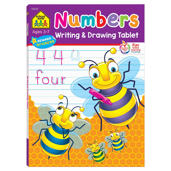 slide 1 of 1, School Zone Numbers Writing & Drawing Tablet, 1 ct