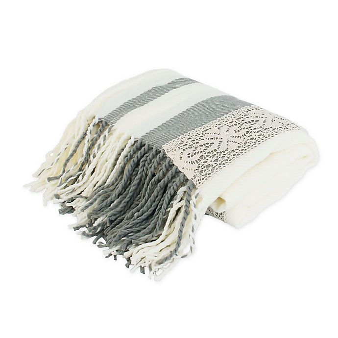 slide 1 of 1, Thro Tati Lace Applique Blanket - Grey, 1 ct