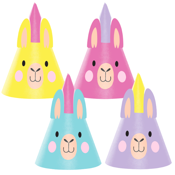 slide 1 of 1, Creative Converting Llama Party Party Hats, 8 ct