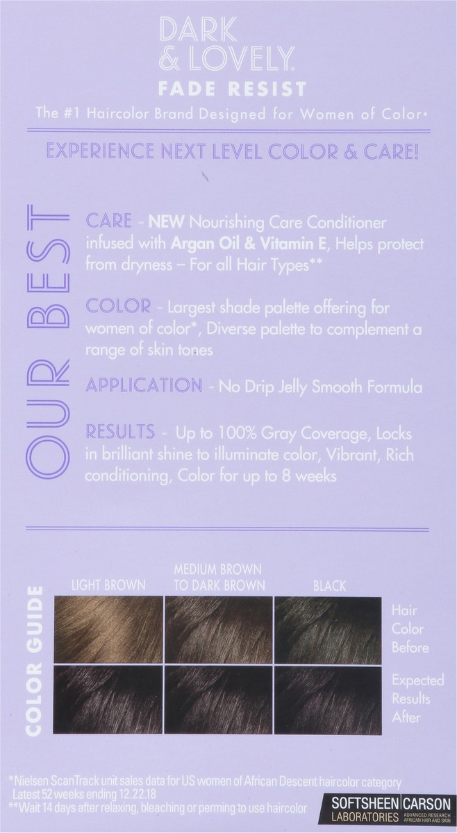 slide 3 of 9, Dark and Lovely Fade Resist Permanent Hair Color - 401 Natural Black, 1 ct