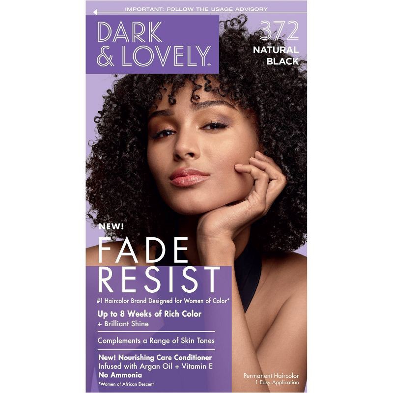slide 1 of 9, Dark and Lovely Fade Resist Permanent Hair Color - 401 Natural Black, 1 ct