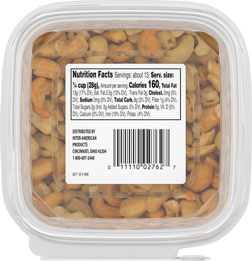 slide 3 of 4, Pre Packaged Bulk Petite Roasted Unsalted Cashews, 13 oz