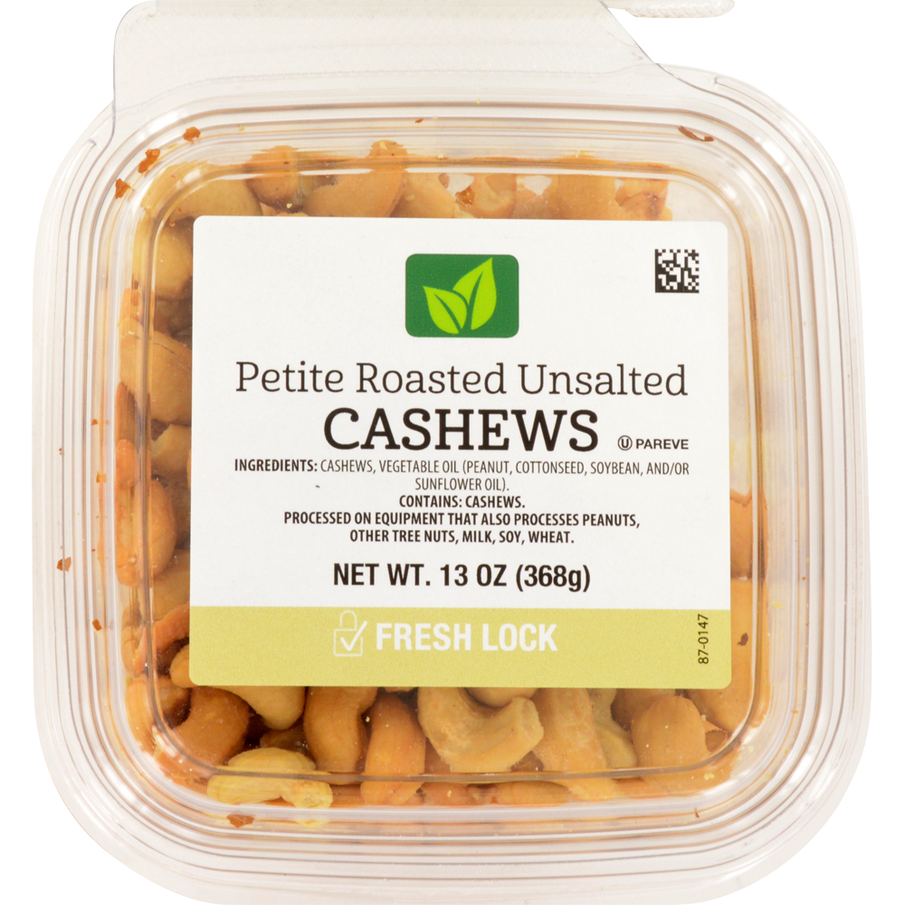 slide 1 of 1, Pre Packaged Bulk Petite Roasted Unsalted Cashews, 13 oz