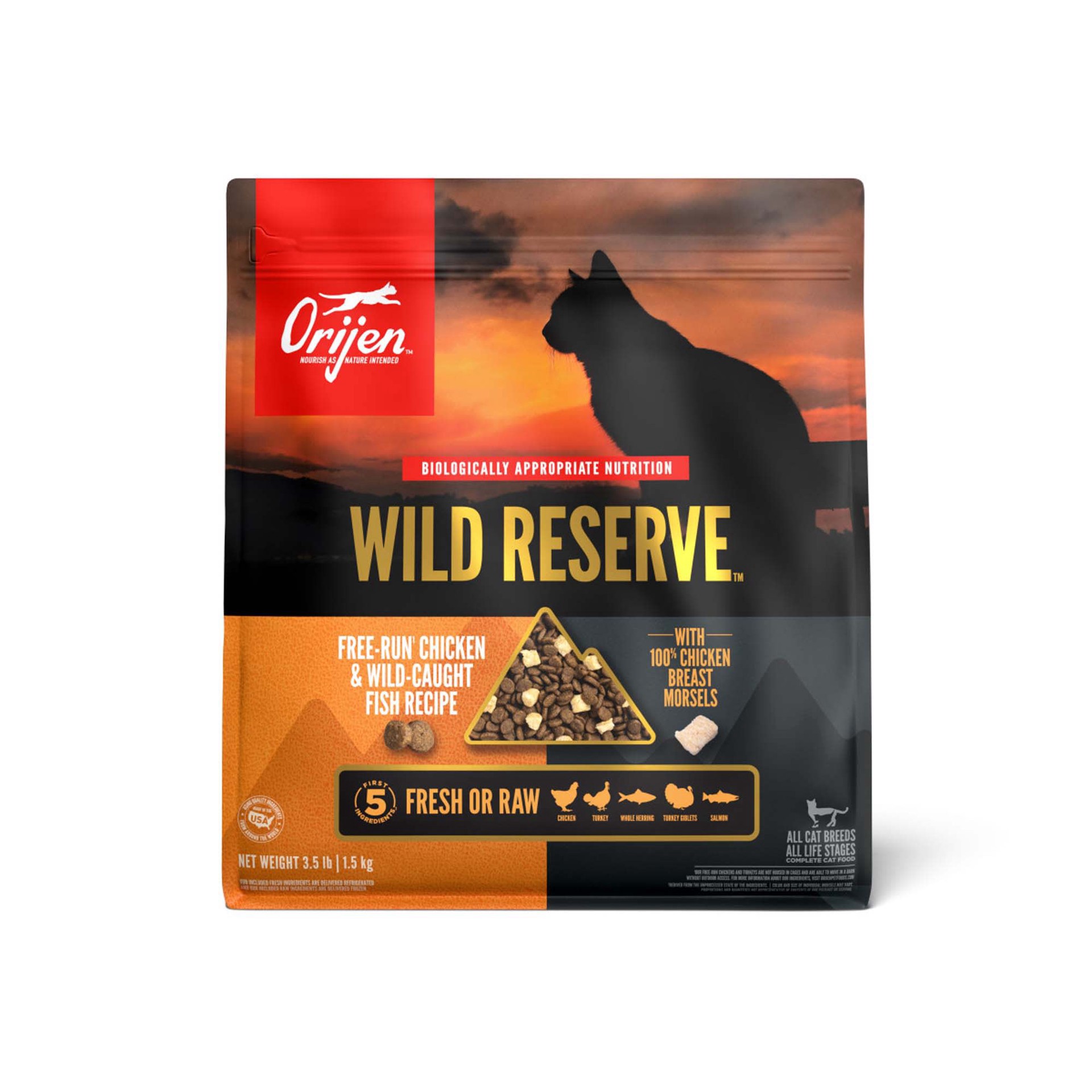 slide 1 of 1, ORIJEN Wild Reserve Free-Run Chicken & Wild-Caught Fish Recipe 3.5lb, 3.5 lb
