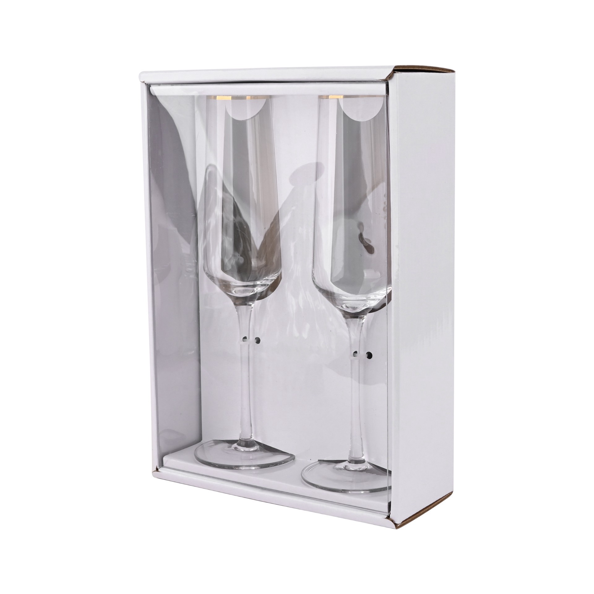 slide 3 of 4, 6oz. Clear Flute Glasses With Gold Rim, 2ct. By Celebrate It, 2 ct
