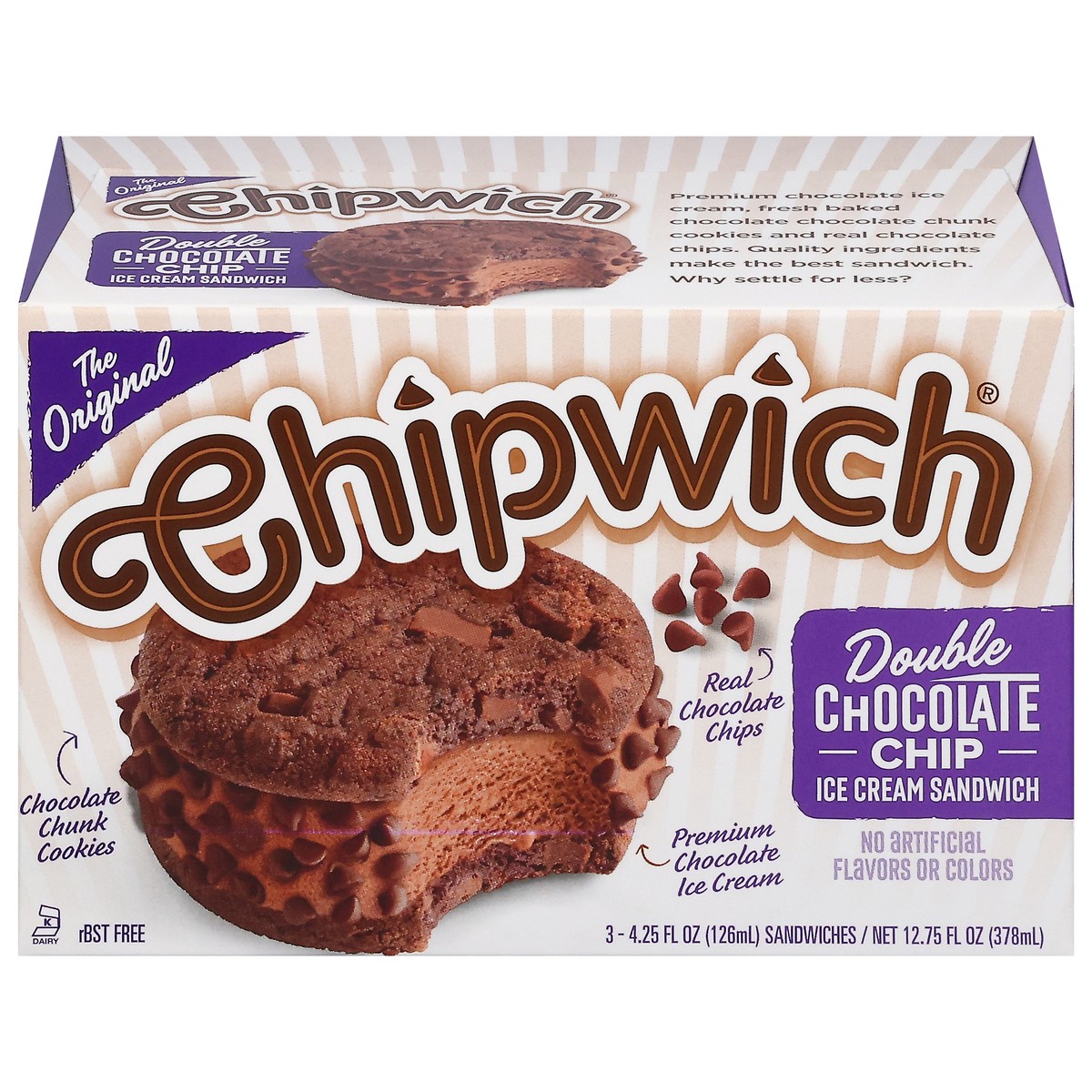 slide 3 of 13, Chipwich Double Chocolate Chip Ice Cream Sandwiches 3 - 4.25 fl oz Sandwiches, 3 ct