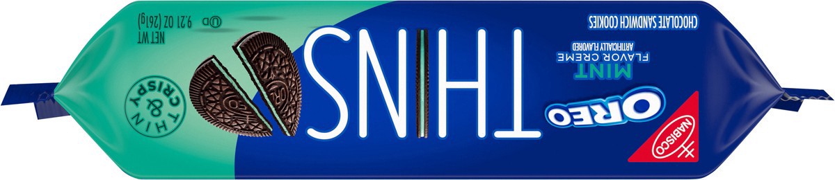 slide 7 of 13, OREO Thins Mint Creme Chocolate Sandwich Cookies, 9.21 oz, 9.21 oz