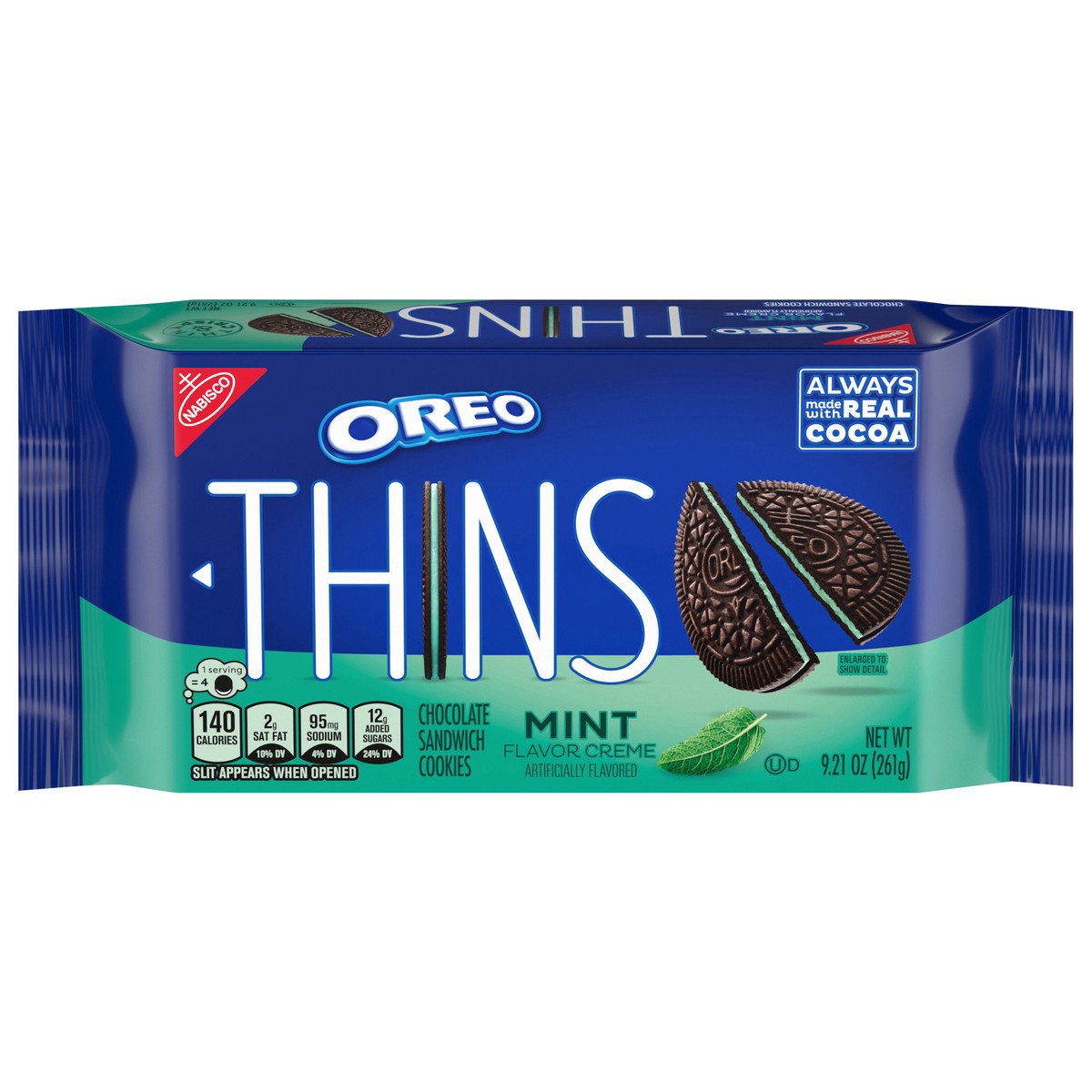slide 12 of 13, OREO Thins Mint Creme Chocolate Sandwich Cookies, 9.21 oz, 9.21 oz
