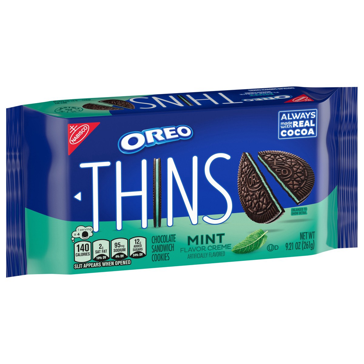 slide 3 of 13, OREO Thins Mint Creme Chocolate Sandwich Cookies, 9.21 oz, 9.21 oz