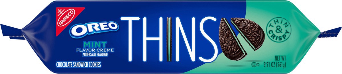 slide 6 of 13, OREO Thins Mint Creme Chocolate Sandwich Cookies, 9.21 oz, 9.21 oz