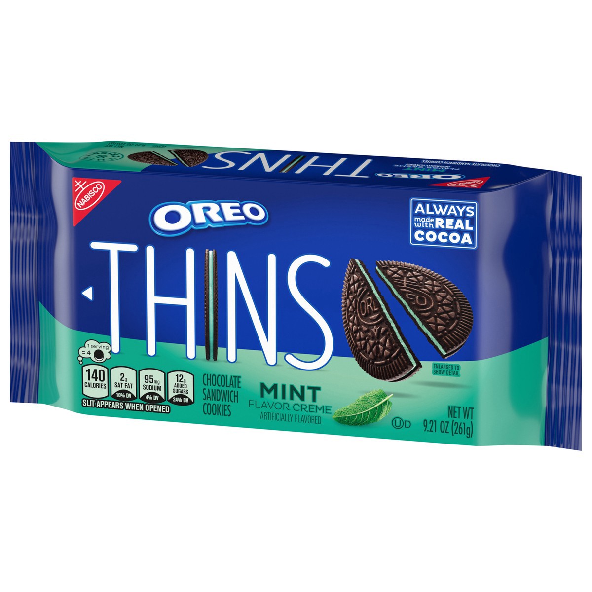 slide 8 of 13, OREO Thins Mint Creme Chocolate Sandwich Cookies, 9.21 oz, 9.21 oz