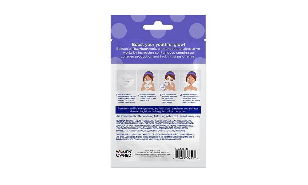 slide 2 of 4, Miss Spa Bakuchiol Repairing Sheet Mask, 0.81 oz