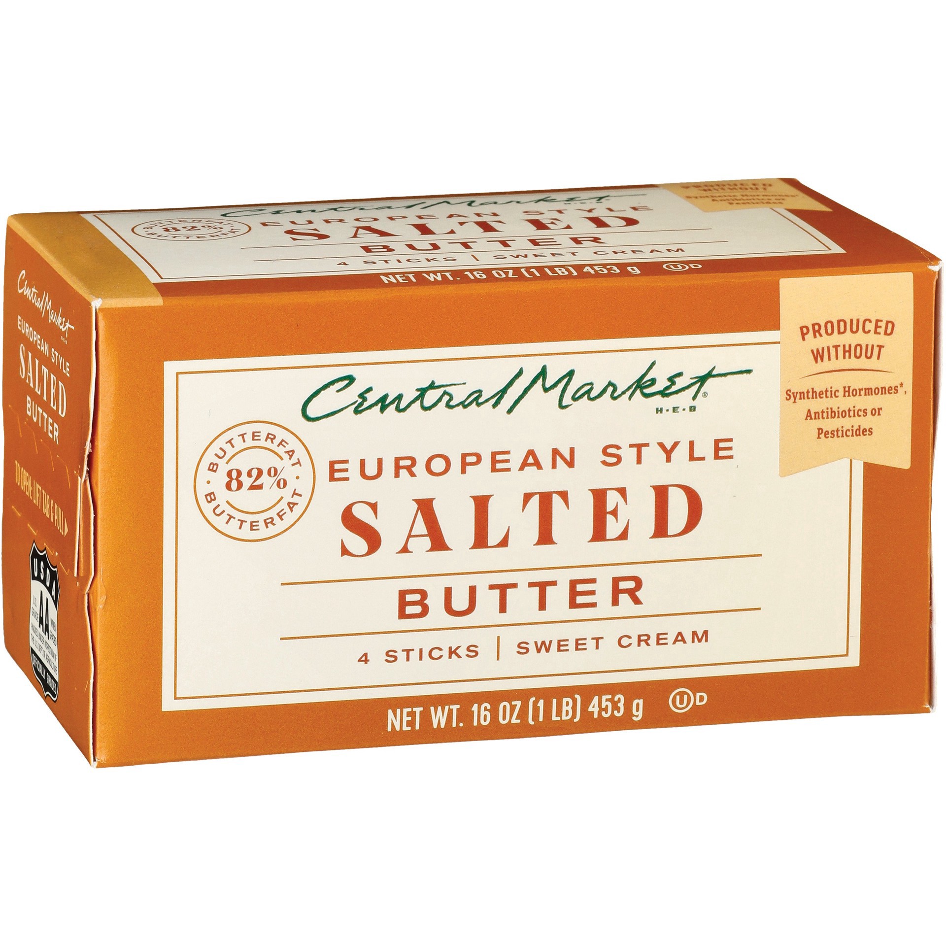 slide 1 of 1, Central Market European Style Salted Butter - 1 lb, 1 lb