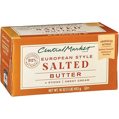 slide 1 of 1, Central Market European Style Salted Butter, 1 lb
