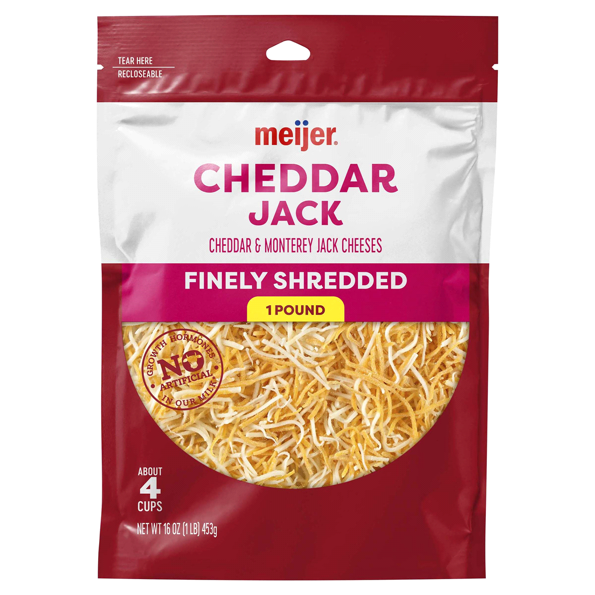 slide 1 of 5, Meijer Shredded Cheddar Jack Cheese, 16 oz
