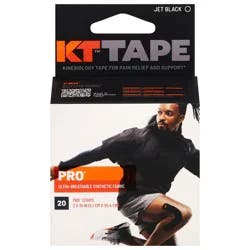 KT Tape Jet Black Pro Kinesiology Tape 20 ea
