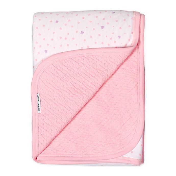 slide 1 of 2, The Honest Company Love Dot Receiving Blanket - White/Pink, 1 ct