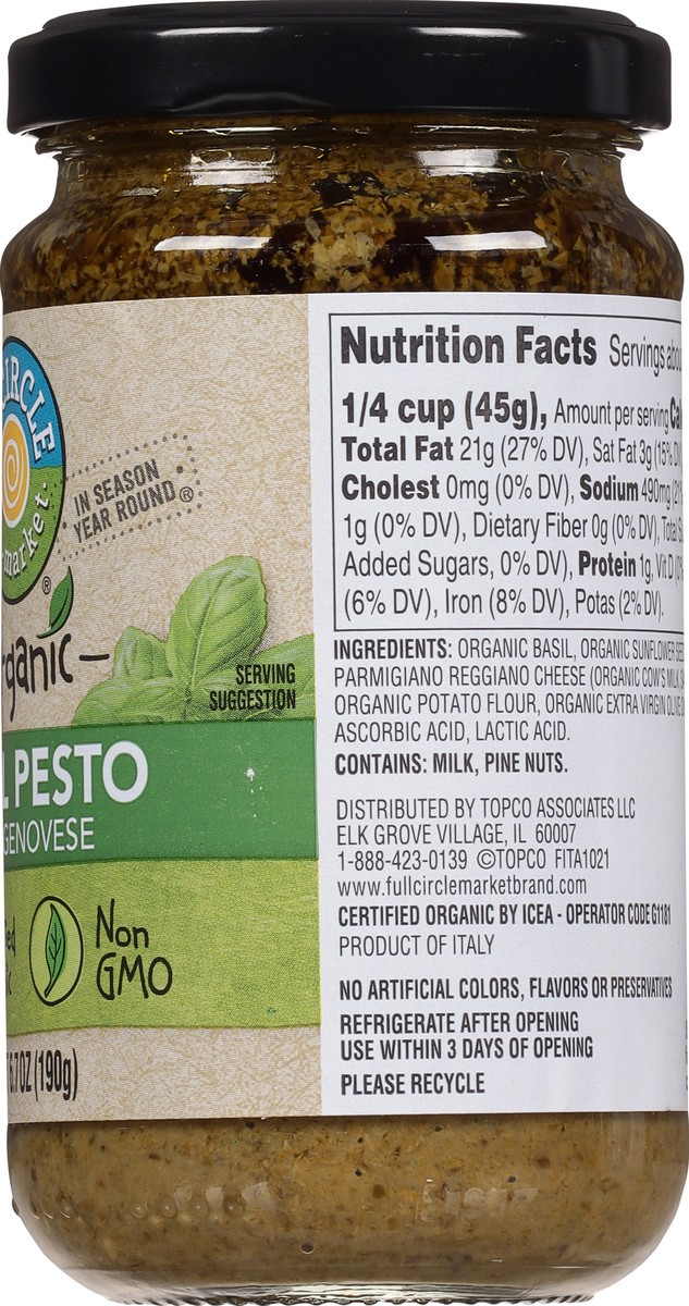 slide 2 of 14, Full Circle Market Organic Basil Pesto 6.7 oz, 6.7 oz
