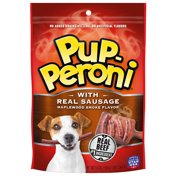 slide 9 of 19, Pup-Peroni Dog Treats with Real Sausage, Maplewood Smoke Flavor, 5.6 oz