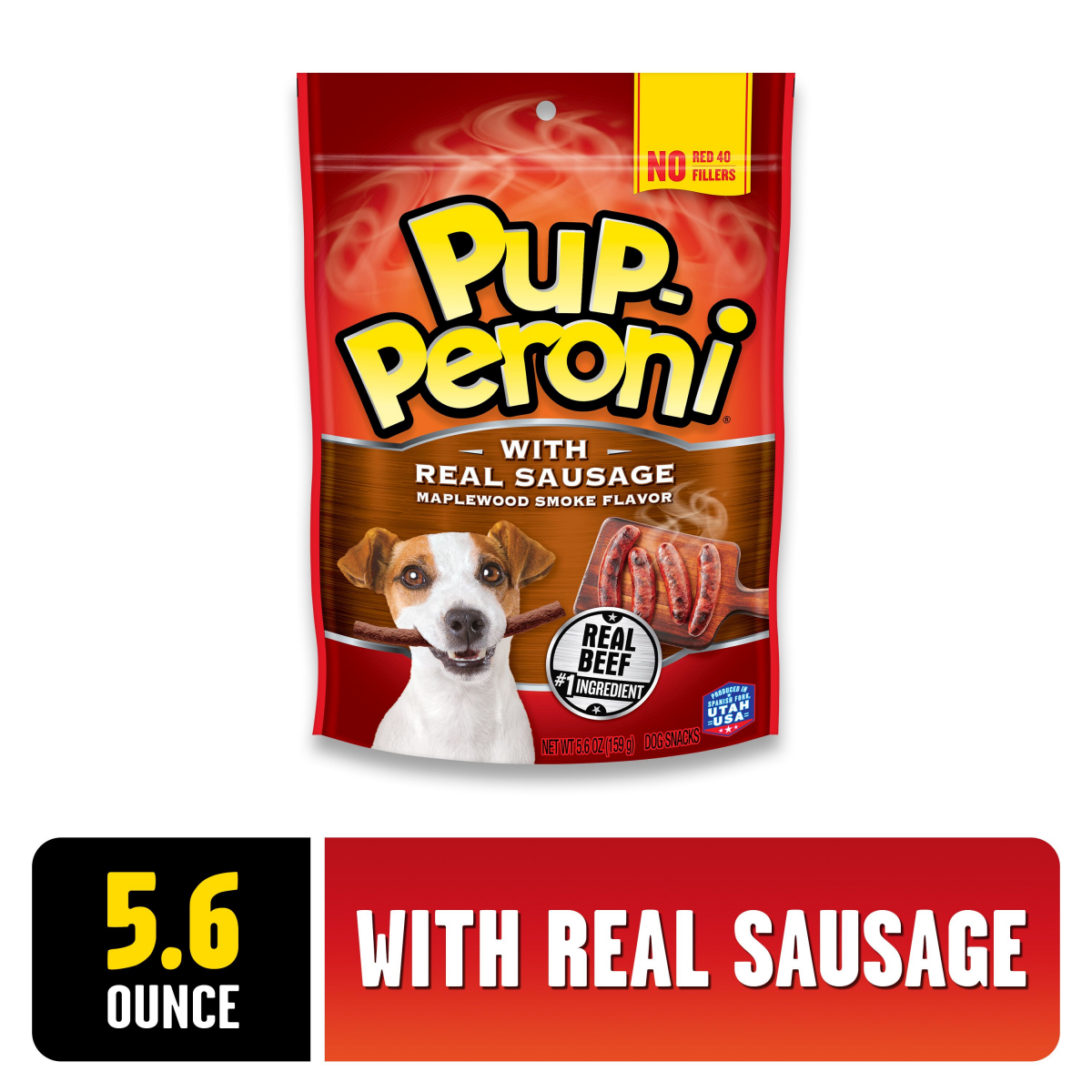 slide 1 of 19, Pup-Peroni Dog Treats with Real Sausage, Maplewood Smoke Flavor, 5.6 oz