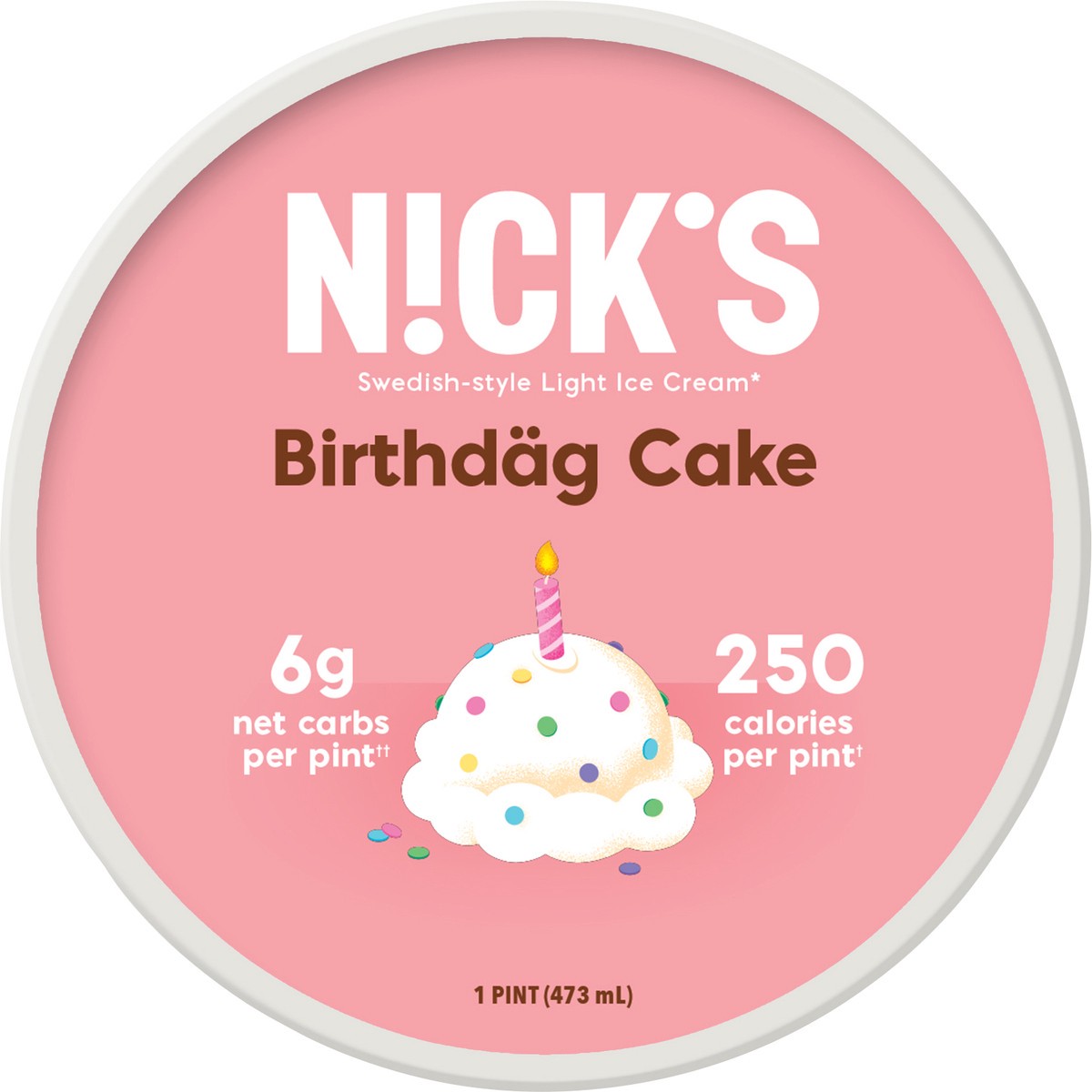 slide 9 of 10, Nick's Light Birthdag Cake Ice Cream 1 pt Cup\Tub, 1 pint