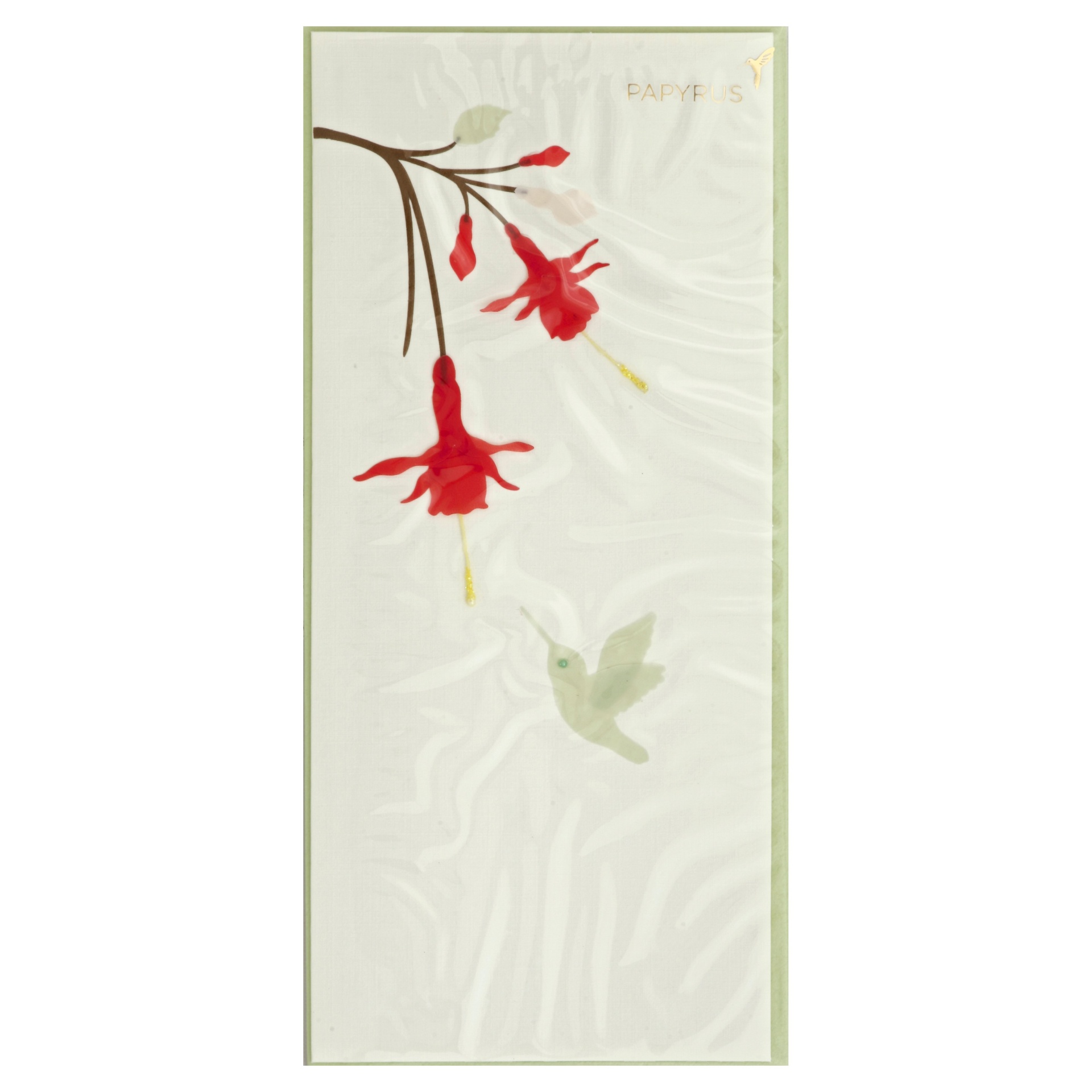 slide 1 of 1, Papyrus Hummingbird And Red Flowers Blank Card, 1 ct