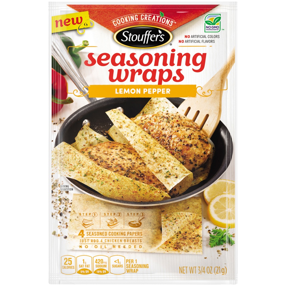 slide 1 of 8, Stouffer's Seasoning Wraps Lemon Pepper, 0.77 oz