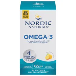 Nordic Naturals 690 mg Lemon Omega-3 60 Soft Gels